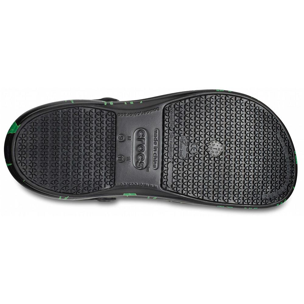 Black / Green Men's Crocs Bistro Graphic Clog Shoes | NZ 0651QMAZ